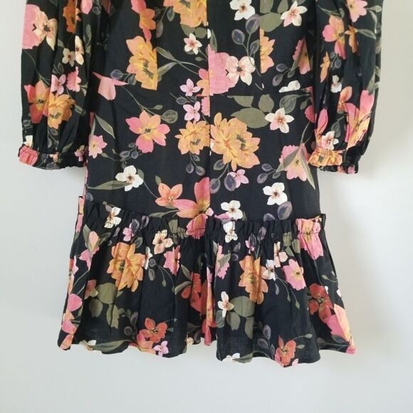 Olivaceous Floral Linen Mini Dress with Ruffle size Medium - Picture 7 of 11